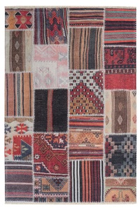 Kayoom, Kayoom Teppich "Atoil 273" rechteckig 6 mm Höhe Kurzflor, Patchwork Muster, mit Fransen