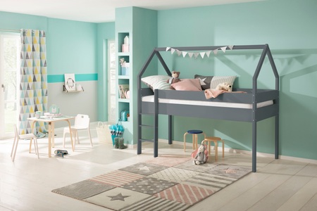 LÜTTENHÜTT, Lüttenhütt Kinderbett »Alpi«, aus massivem Kiefernholz, in einer Haus-Optik Form, Liegefläche 90x200 cm, Lüttenhütt Kinderbett »Alpi«, aus Kiefernholz, in einer Haus-Optik Form, Liegefläche 90x200 cm