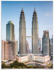 Wall-Art, Wall-Art Poster »Petronas Towers Kuala Lumpur«, Gebäude, (1 St.), Poster, Wandbild, Bild, Wandposter, Wall-Art Poster »Petronas Towers Kuala Lumpur«, Gebäude, (1 St.), Poster ohne Bilderrahmen