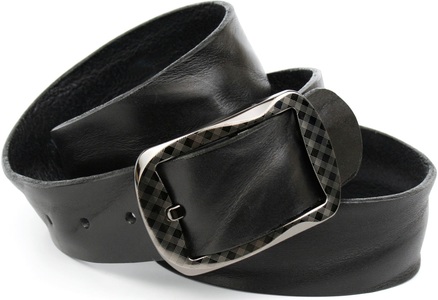 ANTHONI CROWN, Anthoni Crown Vollleder Jeansgürtel in Schwarz, Anthoni Crown Ledergürtel, Schliesse mit Muster