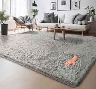 Home affaire Hochflor-Teppich »Serville«, rechteckig, Uni Farben, sehr weicher Flor, Wohnzimmer