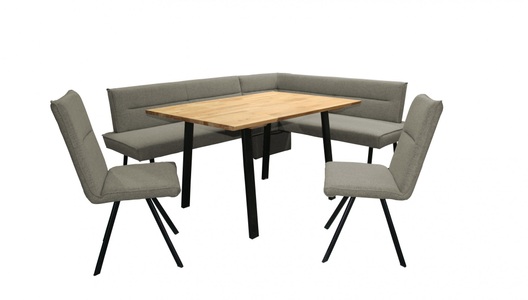 HOME AFFAIRE, Home affaire Eckbankgruppe »Sava«, (Set, 4 tlg.), Eckbank mit Wellenfederung im Sitz, Tisch Massiv Eiche, Home affaire Eckbankgruppe »Sava«, (Set, 4 tlg.), Eckbank mit Wellenfederung im Sitz, Tisch Massiv Eiche