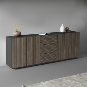 INOSIGN, INOSIGN Sideboard »Vega Sideboard,Kommode,220 cm«, mit 4 Türen und 3 Schubladen,Fronten mit Rillen-Optik, INOSIGN Sideboard »Vega Sideboard,Kommode,220 cm«, mit 4 Türen und 3 Schubladen,Fronten mit Rillen-Optik