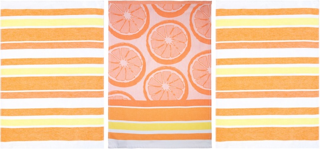 Stuco, stuco Geschirrtuch »Summer Fruits Orange«, (Set, 3 tlg., 1x Geschirrtuch Früchte-Motiv,2 weitere Geschirrtücher Streifenoptik), Jacquardgewebe, stuco Geschirrtuch »Summer Fruits Orange«, (Set, 3 tlg., 1x Geschirrtuch Früchte-Motiv,2 weitere Geschirrtücher Streifenoptik), Jacquardgewebe