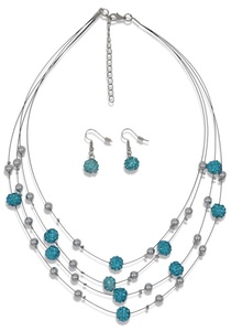 J.Jayz Collier-Set »Blue Crystal«, (Set, 3 tlg.), mit Glasstein