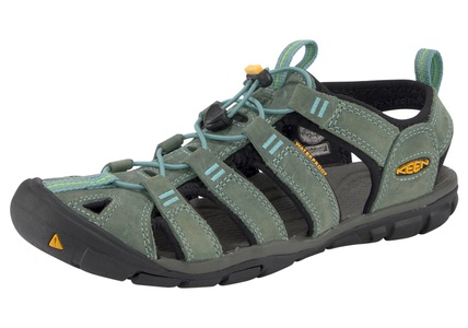 Keen, Keen Clearwater CNX Leather Outdoorsandalen Damen, KEEN W Clearwater CNX Leather Trekkingsandalen Damen, mineral blue/yellow, Grösse: 38