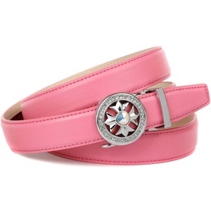 ANTHONI CROWN, Anthoni Crown Ledergürtel, in rosa mit Kristall-Glas-Schnalle, Anthoni Crown Ledergürtel, in rosa mit Kristall-Glas-Schnalle