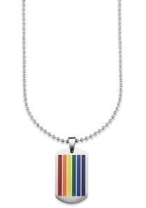 Bruno Banani, Bruno Banani Kette mit Anhänger »Regenbogen, B4074N/20/00/55«, mit Epoxidharz, Bruno Banani Kette mit Anhänger »Schmuck Geschenk, Halskette Regenbogen Dog Tag, Kugelkette«, mit Epoxidharz