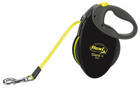 flexi, Hundeleine flexi GIANT M - 8 m - schwarz / neongelb, Kerbl Leine Giant Neon - Gelb -