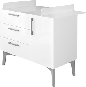 Roba, roba Wickelkommode Mika, roba® Wickelkommode »Mika, hochglanz weiss«, bis 15 kg, mit Retro Fusskonstruktion, 117,5 cm