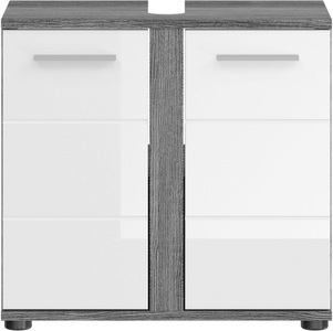 WELLTIME, welltime Waschbeckenunterschrank »Lucca«, welltime Waschbeckenunterschrank »Lucca, Breite 60cm, 2 Türen, 2 Fächer, mit Siphonausschnitt, MDF-Front«, Badmöbel, Badschrank, Schrank, Kommode, Bad, Badezimmer