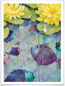Wall-Art, Wall-Art Poster »Märchen Wandbilder Gelbe Seerosen«, Pflanzen, (1 St.), Poster, Wandbild, Bild, Wandposter, Wall-Art Poster »Märchen Wandbilder Gelbe Seerosen«, Pflanzen, (1 St.), Poster ohne Bilderrahmen