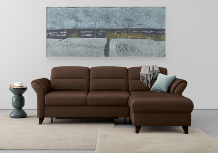 sit&more Ecksofa »Mellum«, inklusive Federkern, wahlweise mit Bettfunktion, Bettkasten und Armteilfunktion