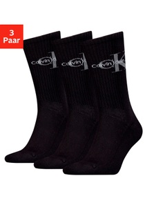 CALVIN KLEIN JEANS, Calvin Klein Jeans Dreierpack Socken | schwarz | Herren | EU40-46, Calvin Klein Socken, (3 Paar), mit eingestricktem Logo im Bund