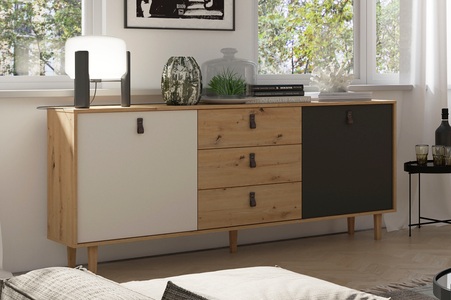 INOSIGN, INOSIGN Sideboard »Bill«, Breite 120 oder 180 cm, Füsse aus Eiche Massivholz, INOSIGN Sideboard »Bill, Kommode in 120cm und 180cm Breite, mit Massivholzfüssen,«, verstellbaren Einlegeböden und Schubkästen für viel Stauraum