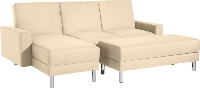 MAX WINZER, Max Winzer® Schlafsofa »Just Fresh«, Schlafsofa mit Recamiere, mit Rückenverstellung, Max Winzer® Schlafsofa »Just Fresh modernes kubisches Sofa, Rückenverstellung für Sitzkomfort«, Recamiere links oder rechts montierbar, elegante Metallfüsse