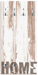 Artland, Artland Garderobe »Home«, platzsparende Wandgarderobe aus Holz mit 6 Haken, geeignet für kleinen, schmalen Flur, Flurgarderobe, Artland Garderobenleiste »Home«, teilmontiert