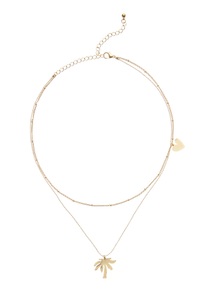Lascana, LASCANA Kette mit Anhänger, LASCANA Kette mit Anhänger, mit Palmen Anhängern, mehrreihiges Kettenset, Halskette, Halsschmuck