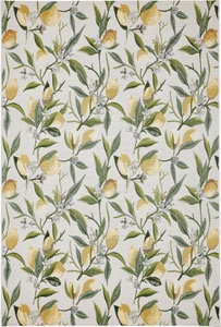 BARBARA BECKER, Barbara Becker Teppich »Lemon«, rechteckig, modernes Design, rutschhemmend beschichtet, Outdoor geeignet, Barbara Becker Teppich »Lemon«, rechteckig, 5 mm Höhe, Flachgewebe, modernes Design, Motiv Zitronen, In- und Outdoor geeignet