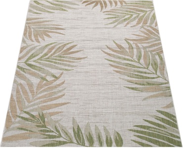 PACO HOME, Paco Home Teppich »Kuba 127«, rechteckig, 4 mm Höhe, Flachgewebe, Motiv Blätter, In- und Outdoor geeignet, Wohnzimmer, Paco Home Teppich »Kuba 127«, rechteckig, 4 mm Höhe, Flachgewebe, Motiv Blätter, In- und Outdoor geeignet, Wohnzimmer
