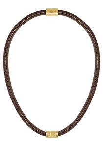 Boss, BOSS Lederband »GALEN, 1580420, 1580421, 1580422«, BOSS Kette ohne Anhänger »Schmuck Edelstahl Halsschmuck Lederhalskette Bead GALEN«
