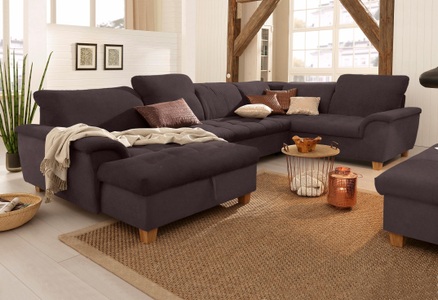 HOME AFFAIRE, Home affaire Wohnlandschaft »Lyla«, wahlweise mit Rückenfunktion und zusätzlich mit Bett + Bettkasten, Home affaire Wohnlandschaft »Lyla U-Form«, wahlweise mit Rückenfunktion und zusätzlich mit Bett + Bettkasten
