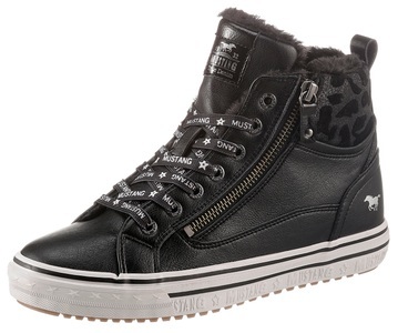 MUSTANG SHOES, Mustang Shoes Sneaker, mit bedrucktem Fellimitat-Kragen, 