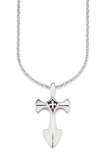 Bruno Banani, Bruno Banani Kette mit Anhänger »Kreuz, B4057N/20/00/55«, Bruno Banani Kette mit Anhänger »Schmuck Geschenk Halskette Kreuz Ankerkette Silberfarben Schwarz«