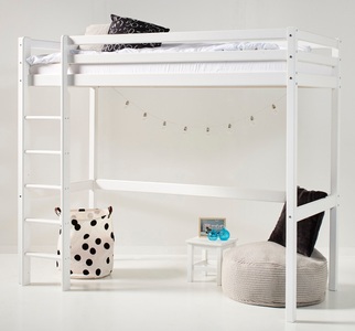 Hoppekids, Hoppekids Hochbett, mit Rollrost, Hoppekids Hochbett »ECO Dream«, 90x200 Massiv, umbaubar zum Einzelbett