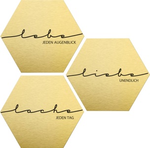 undefined, Alu-Dibond-Druck »Lebe, Lache, Liebe« (Set), Wall-Art Metallbild »Lebe, Lache, Liebe«, (Set), Metallposter Collage