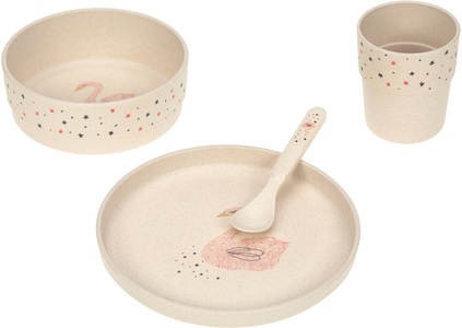 Lässig, LÄSSIG Kindergeschirr-Set »Little Water, Swan«, (Set, 4 tlg.), Kindergeschirr-Set LITTLE WATER SWAN 4-teilig
