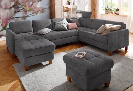 HOME AFFAIRE, Home affaire Wohnlandschaft »Earl«, wahlweise auch mit Bettfunktion oder Bettfunktion mit Bettkasten, Home affaire Wohnlandschaft »Earl U-Form«, wahlweise auch mit Bettfunktion oder Bettfunktion mit Bettkasten