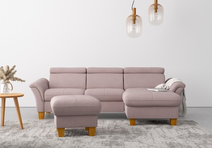 HOME AFFAIRE, Home affaire Ecksofa, wahlweise mit Bett mit klappbaren Rollen, Kasten und Kopfverstellung, Home affaire Ecksofa »Lindgren L-Form«, wahlweise mit Bett mit klappbaren Rollen, Kasten und Kopfverstellung