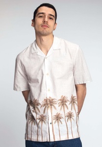 colours & sons, Hemden Shirt Palm Print Unisex Beige XL, colours & sons Kurzarmhemd »HemdenShirtPalmPrint«