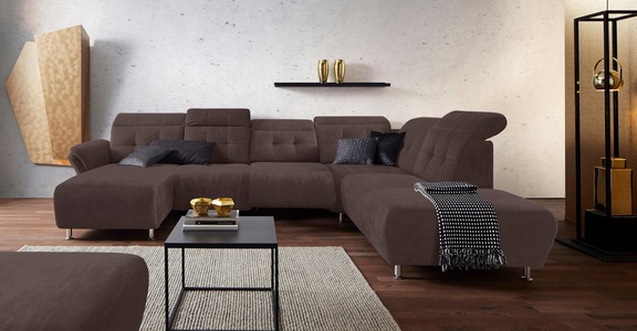 PLACES OF STYLE, Places of Style Wohnlandschaft »Manhattan«, 2 Sitze mit elektrischer Relaxfunktion, verstellbare Armlehnen, Places of Style Wohnlandschaft »Manhattan U-Form«, 2 Sitze mit elektrischer Relaxfunktion, verstellbare Armlehnen