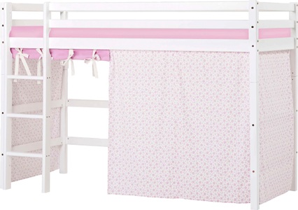 Hoppekids, Hoppekids Hochbett »Romantik«, Hoppekids Hochbett »«Romantik»«, Massiv m. Vorhang umbaubar in Einzelbett