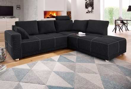 PLACES OF STYLE, Places of Style Ecksofa, mit Bettfunktion und Bettkasten, wahlweise mit 1 oder 3 Kopfstützen, 