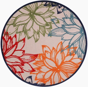 Sanat Teppich »Floral 2«, rund, 6 mm Höhe, In- und Outdoor geeignet, florales Design, Balkon, Terasse