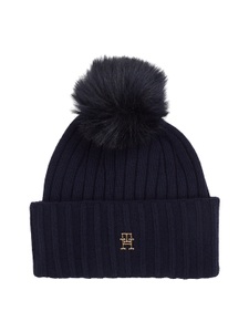 Tommy Hilfiger, Tommy Hilfiger Bommelmütze »ESSENTIAL CHIC POMPOM BEANIE«, mit Fellimitat, 
