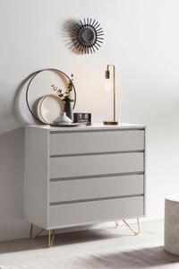mutoni casual, Kommode matt weiss 90x90, Kommode 4 Schubladen weiss gold 90