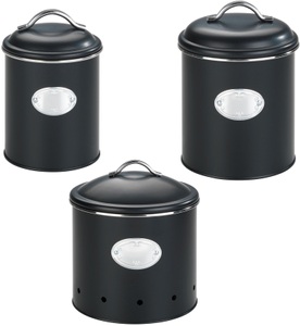 Wenko, WENKO Vorratsdose »Nero«, (Set, 3 tlg.), lackiertes Metall, 1,6 Liter, WENKO Vorratsdose »Modell Nero«, (Set, 3 tlg.), Aufbewahrungsdosen für Vorräte und Lebensmittel, 3 Grössen