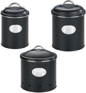 Wenko, WENKO Vorratsdose »Nero«, (Set, 3 tlg.), lackiertes Metall, 1,6 Liter, WENKO Vorratsdose »Modell Nero«, (Set, 3 tlg.), Aufbewahrungsdosen für Vorräte und Lebensmittel, 3 Grössen