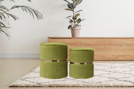 Kayoom, Kayoom Sitzhocker »Milas«, (Set), Kayoom Sitzhocker »Hocker Milas 2er-Set, Praktischer und versteckter Stauraum«, (Set, 2 St.), stapelbar, mit Stauraum, Edelstahlsockel, Farbenfroh unaufdringlich
