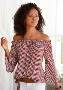 Lascana, LASCANA Carmenbluse, LASCANA Carmenbluse, mit Punkteprint, Damenbluse, schulterfrei, casual