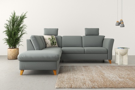 HOME AFFAIRE, Home affaire Ecksofa »Trelleborg«, Federkern-Polsterung, wahlweise mit Bettfunktion und Stauraum, Kopfstützen optional, Home affaire Ecksofa »Trelleborg L-Form«, Federkern-Polsterung, wahlweise mit Bettfunktion und Stauraum