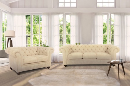 HOME AFFAIRE, Home affaire Sitzgruppe »Duc«, Bestehend aus 2-Sitzer und 3-Sitzer, hochwertige Knopfheftung im Rücken, Samtoptik mich changierender Optik, Home affaire Sitzgruppe »Duc«, Bestehend aus 2-Sitzer und 3-Sitzer, Knopfheftung im Rücken