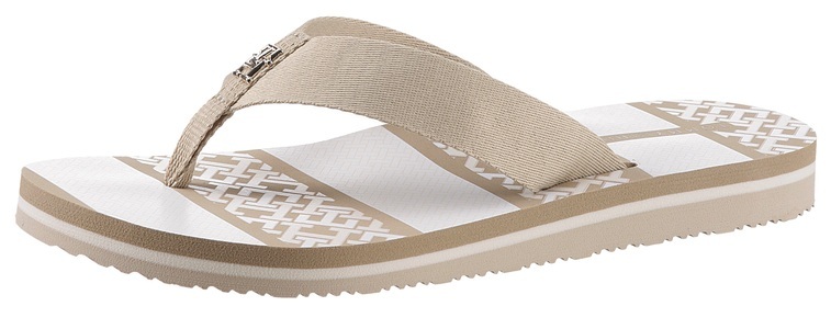 Tommy Hilfiger, Tommy Hilfiger Zehentrenner »TH MONOGRAM ESSENTIAL SANDAL«, mit bedruckter Decksohle, Tommy Hilfiger Zehentrenner »TH MONOGRAM ESSENTIAL SANDAL«, mit bedruckter Decksohle