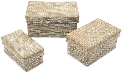 Franz Müller Flechtwaren, Franz Müller Flechtwaren Aufbewahrungsbox, (Set, 3 St.), aus Seegras, mit Deckel, 
