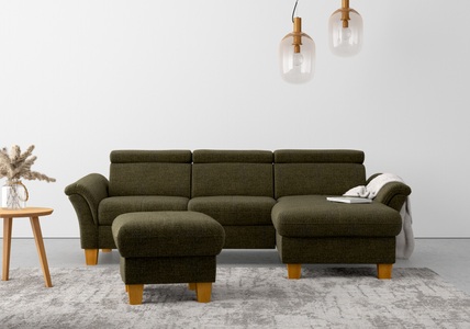 HOME AFFAIRE, Home affaire Ecksofa, wahlweise mit Bett mit klappbaren Rollen, Kasten und Kopfverstellung, Home affaire Ecksofa »Lindgren L-Form«, wahlweise mit Bett mit klappbaren Rollen, Kasten und Kopfverstellung