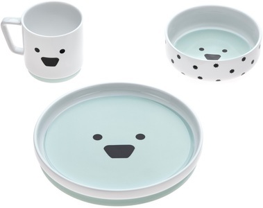 Lässig, Lässig Porzellan-Geschirrset LITTLE CHUMS - DOG 3-teilig in weiß, 